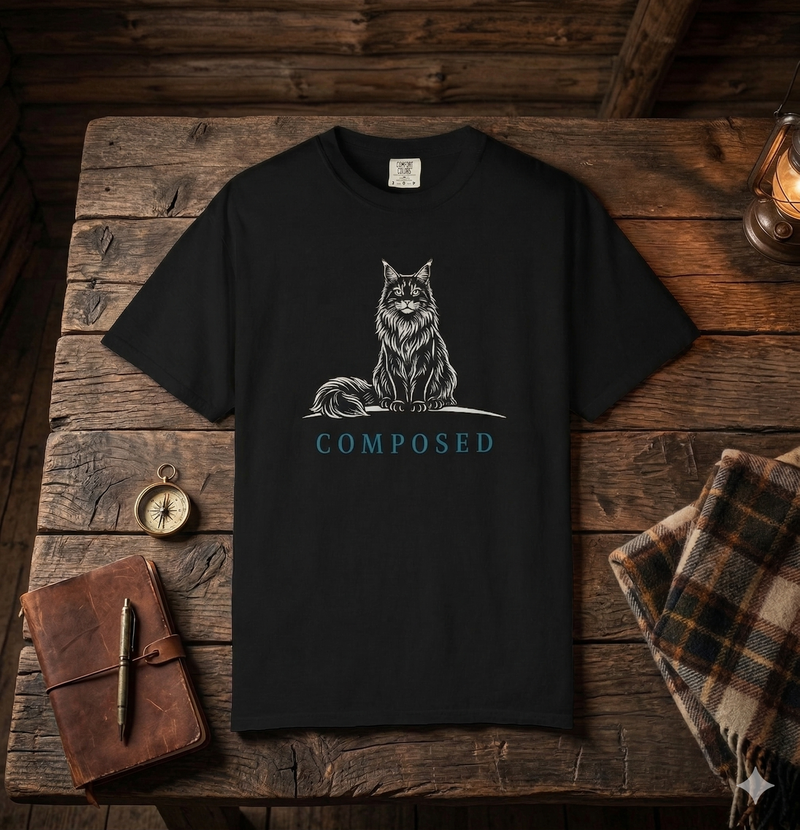 Maine Coon T-Shirt – Composed & Calm | Paw Signals
