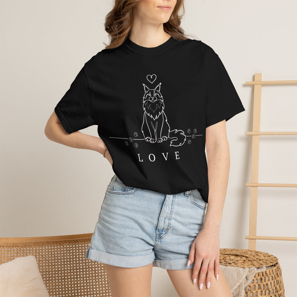 Love - Maine Coon Line Art Tee