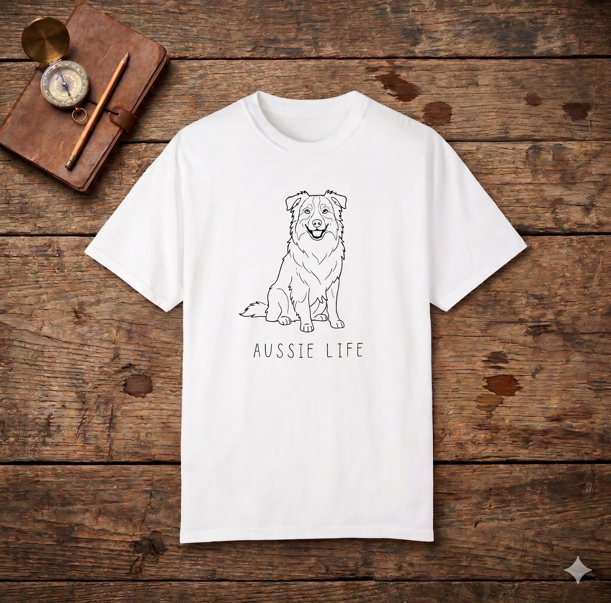 AUSSIE LIFE — Minimalist Australian Shepherd Line Art Tee