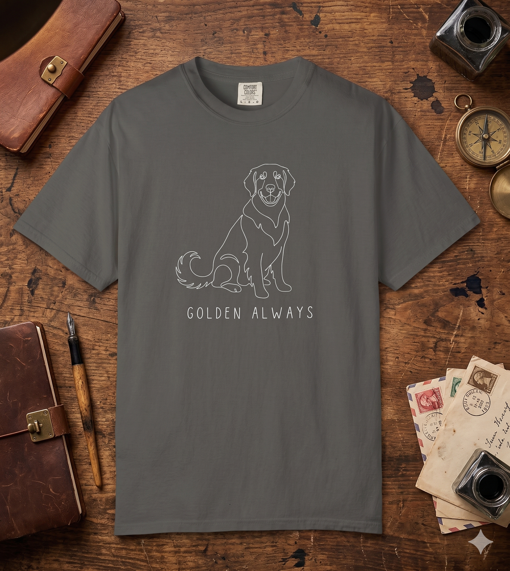 Golden Always — Golden Retriever Line Art Tee