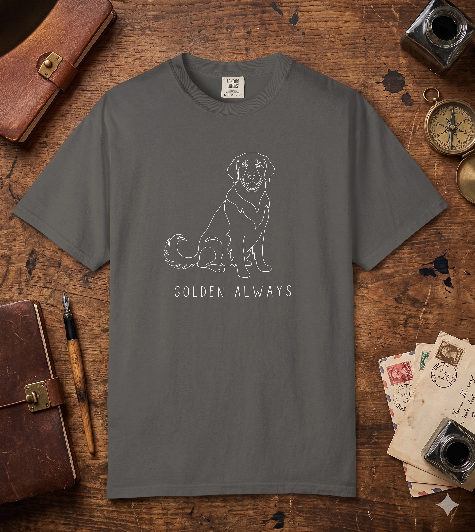 Golden Always — Golden Retriever Line Art Tee
