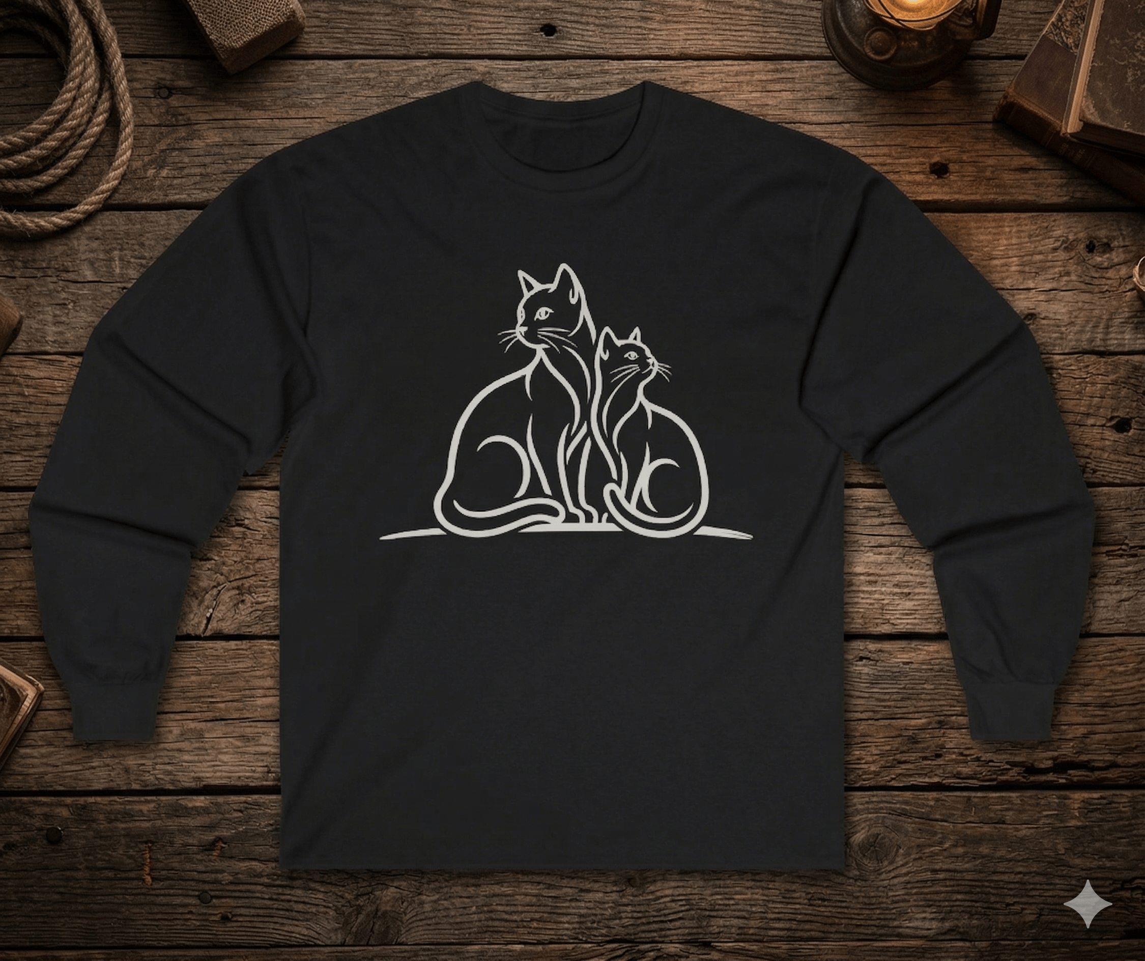 Cat Lover Long Sleeve Shirt – Two Cats | Paw Signals