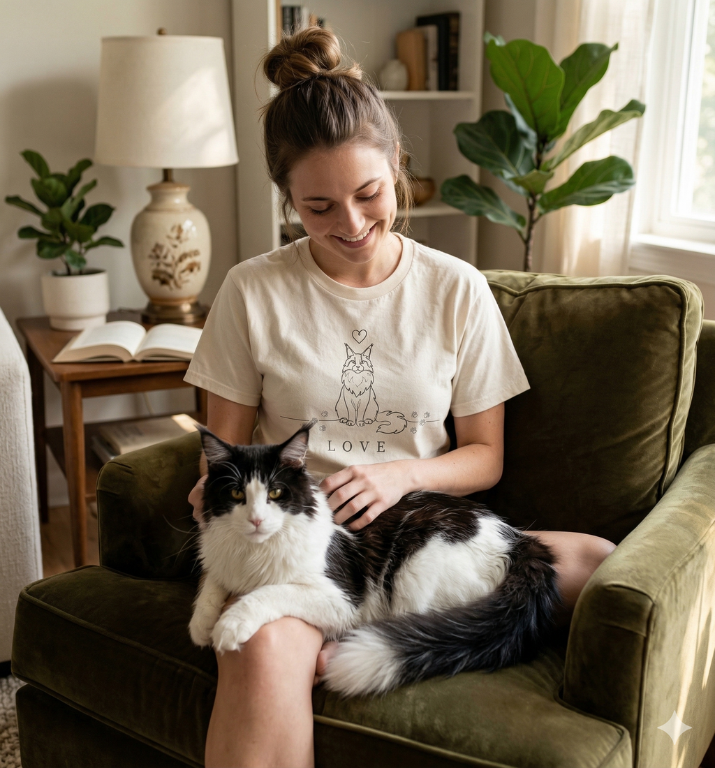 Maine Coon T-Shirt – Cat Love, Quietly | Paw Signals