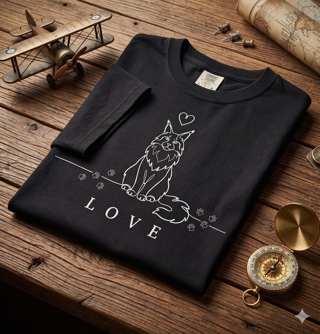 Love - Maine Coon Line Art Tee