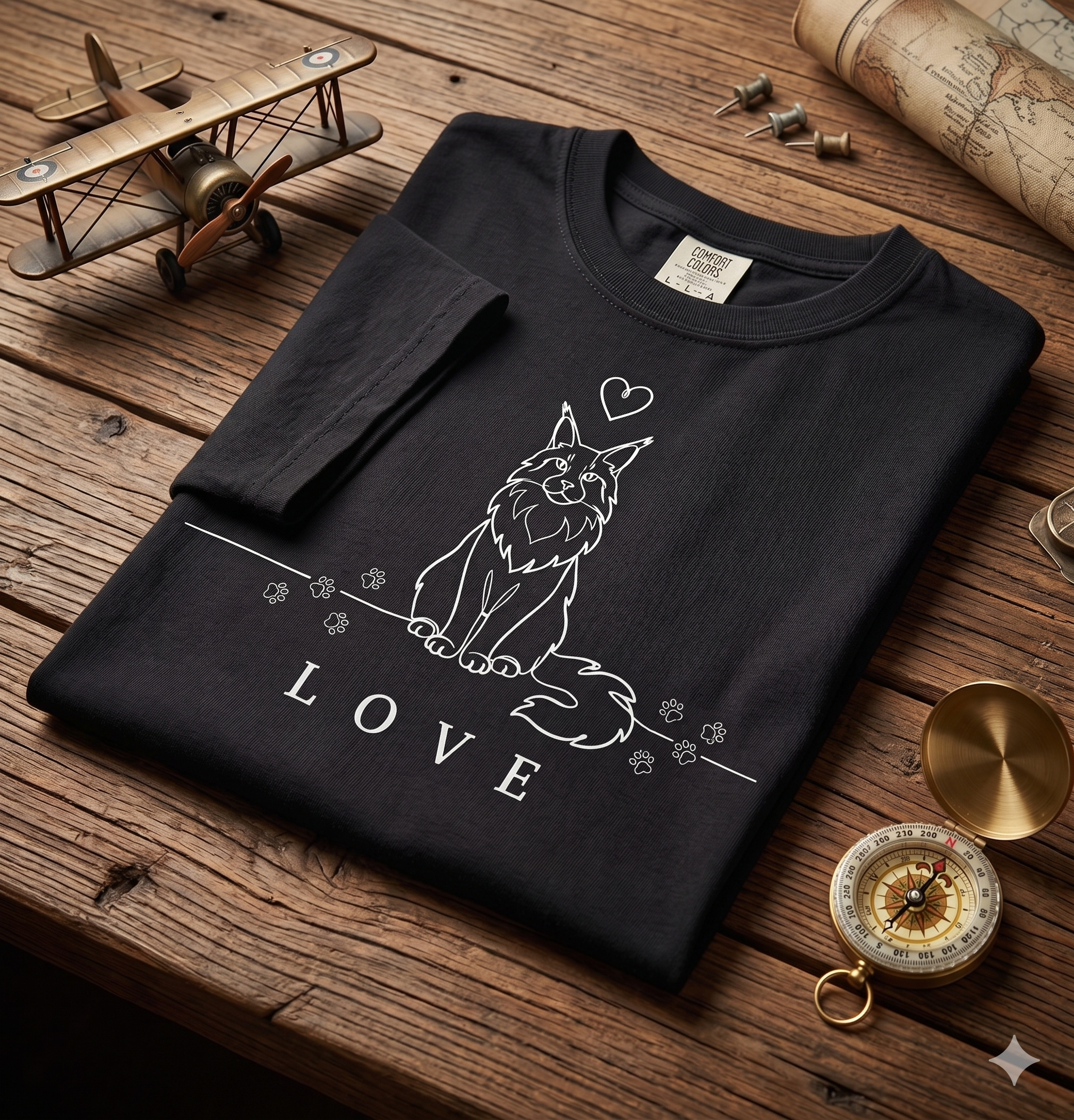 Love - Maine Coon Line Art Tee
