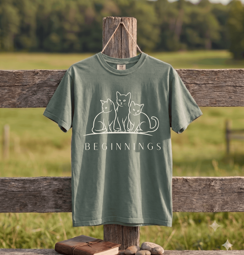 Beginnings — Three Cats Line Art Tee