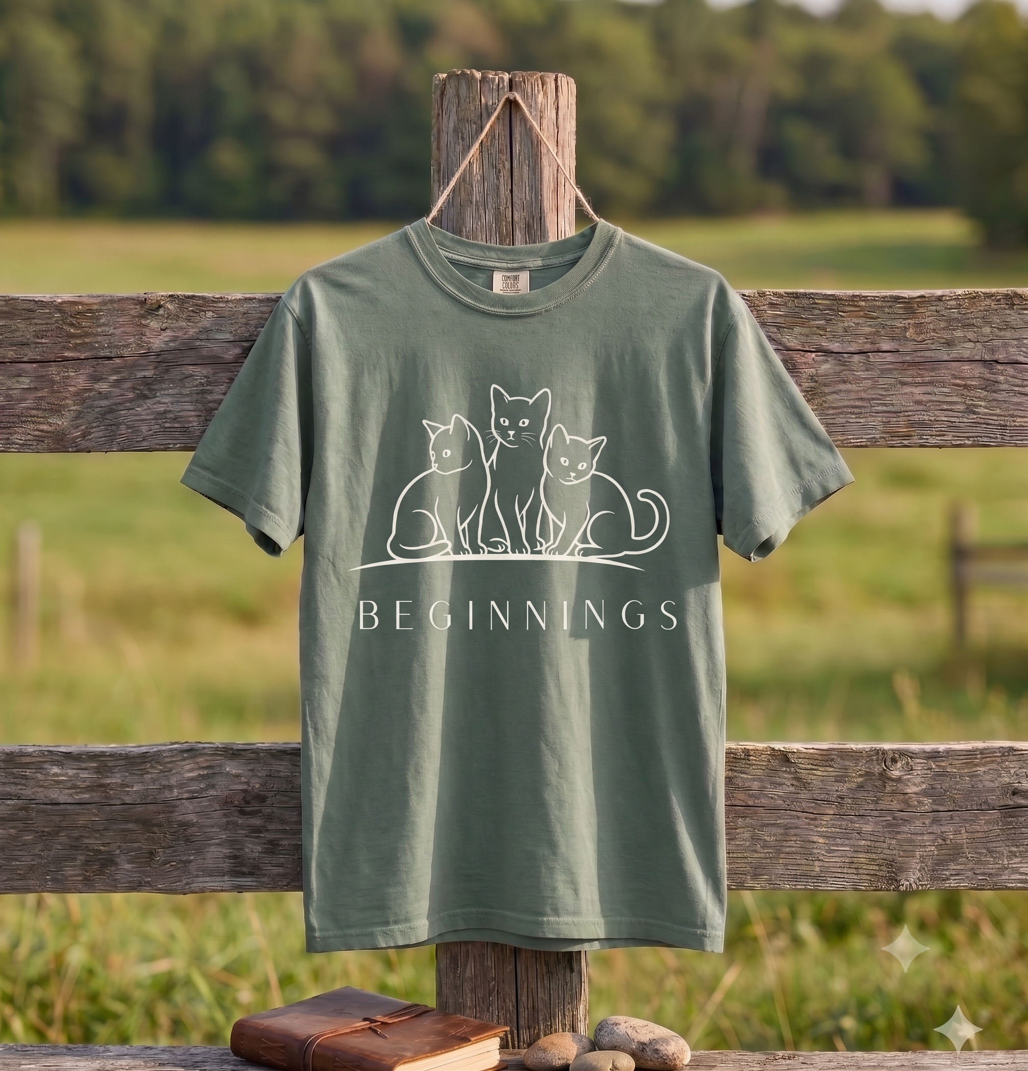 Beginnings — Three Cats Line Art Tee