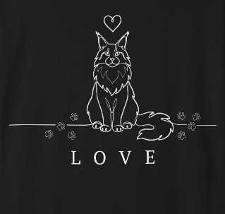 Love - Maine Coon Line Art Tee